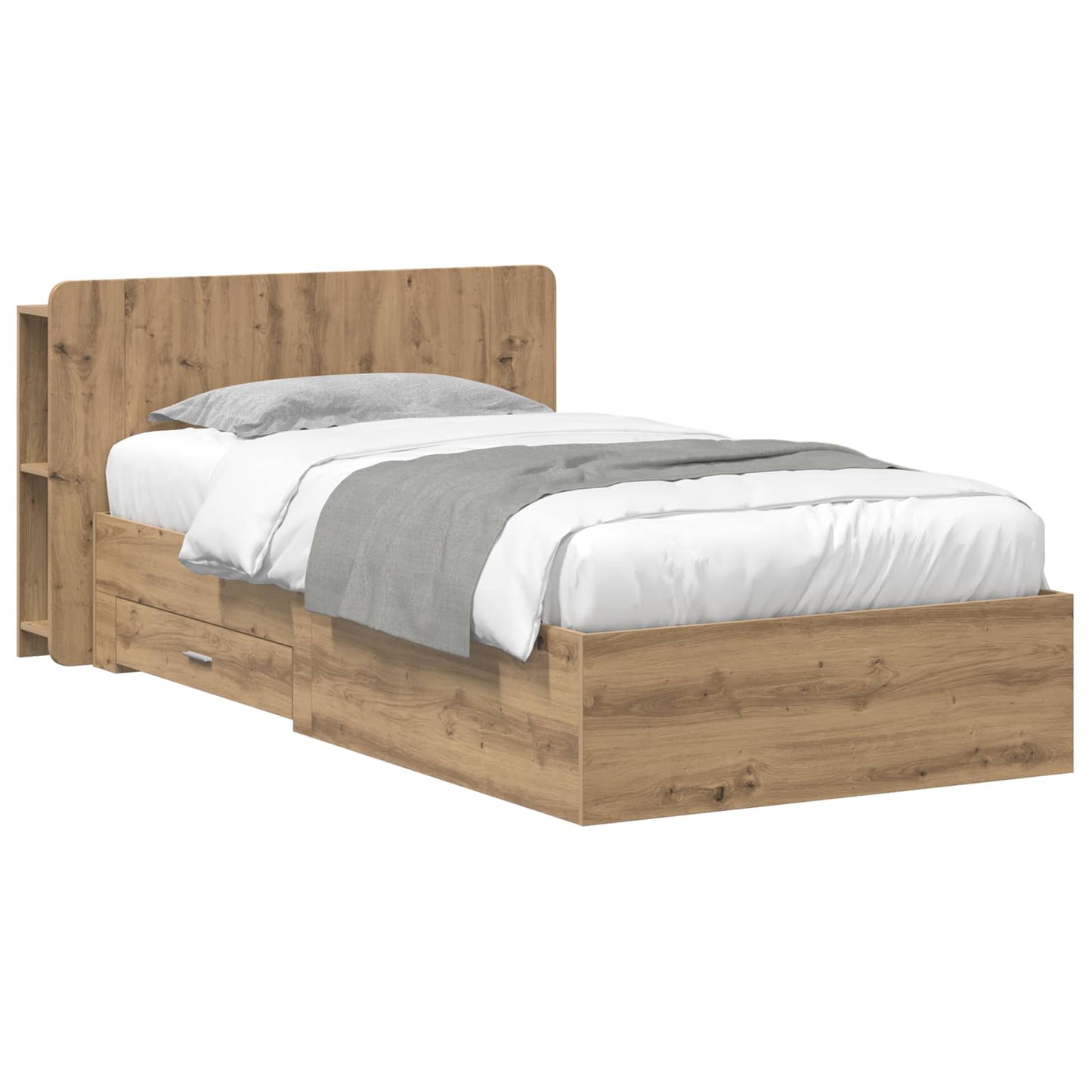 Bed Frame with Storage Artisan Oak 90 x 200 cm Engineered Wood
