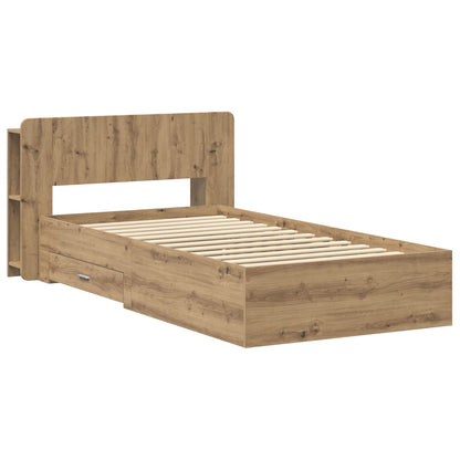 Bed Frame with Storage Artisan Oak 90 x 200 cm Engineered Wood