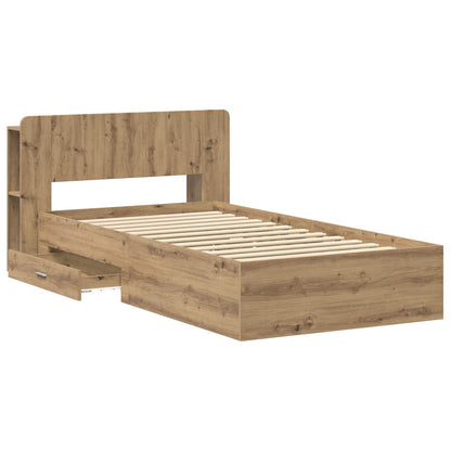 Bed Frame with Storage Artisan Oak 90 x 200 cm Engineered Wood