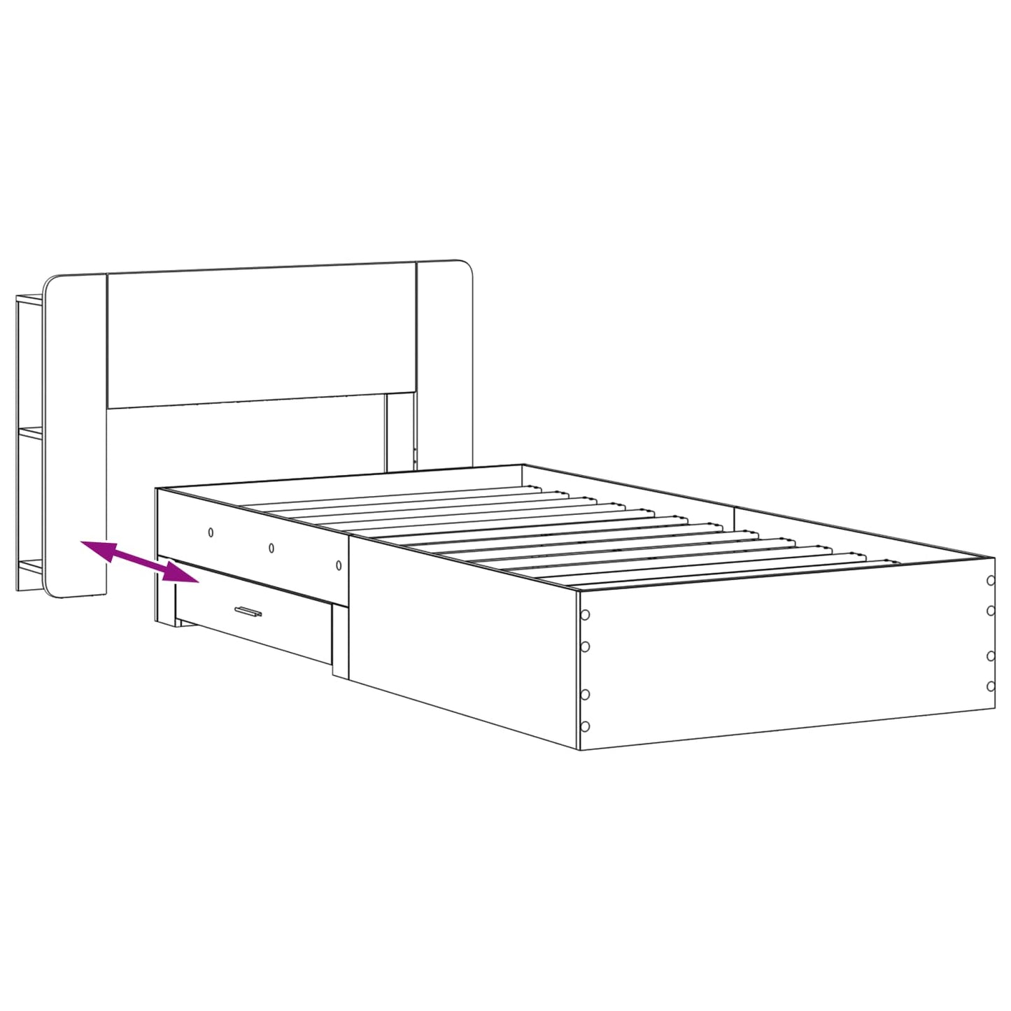Bed Frame with Storage Artisan Oak 90 x 200 cm Engineered Wood