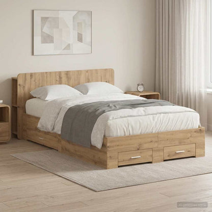 Bed Frame with Storage Artisan Oak 120 x 190 cm Engineered Wood