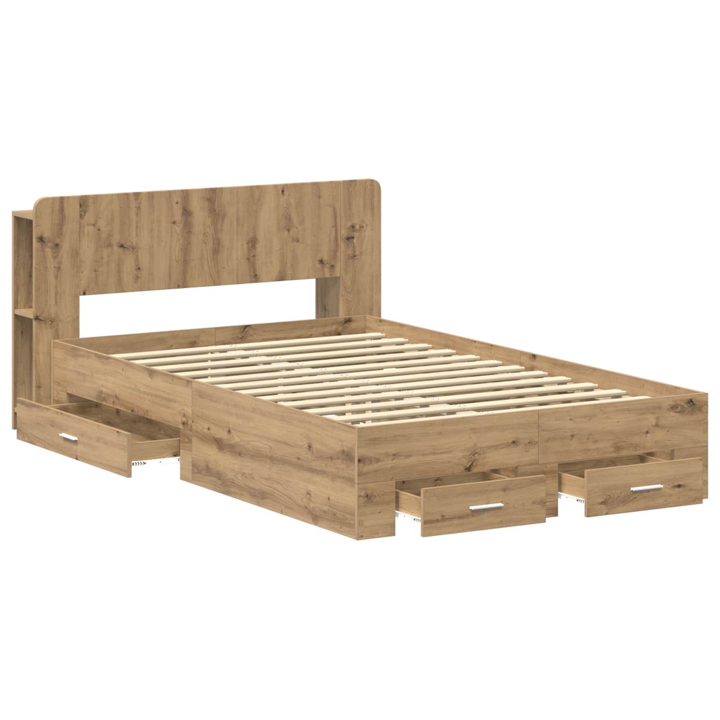 Bed Frame with Storage Artisan Oak 120 x 190 cm Engineered Wood