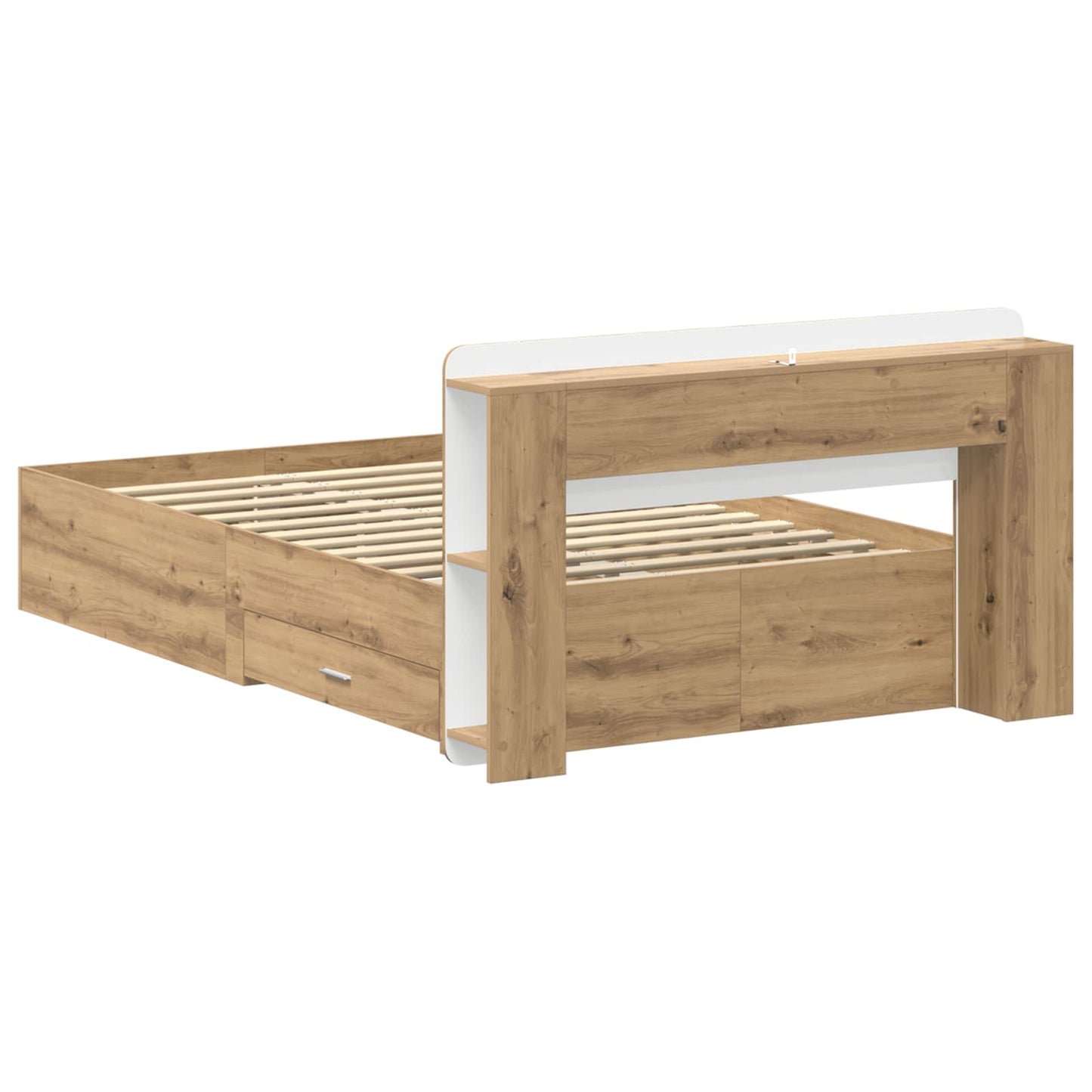 Bed Frame with Storage Artisan Oak 120 x 190 cm Engineered Wood