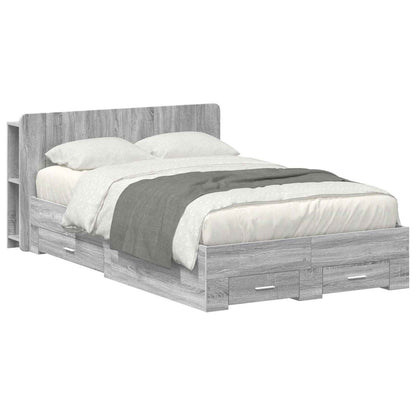 Bed Frame with Storage Grey Sonoma 120 x 190 cm Engineered Wood