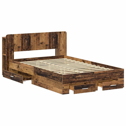 Bed Frame with Storage Old Wood 120 x 190 cm Engineered Wood