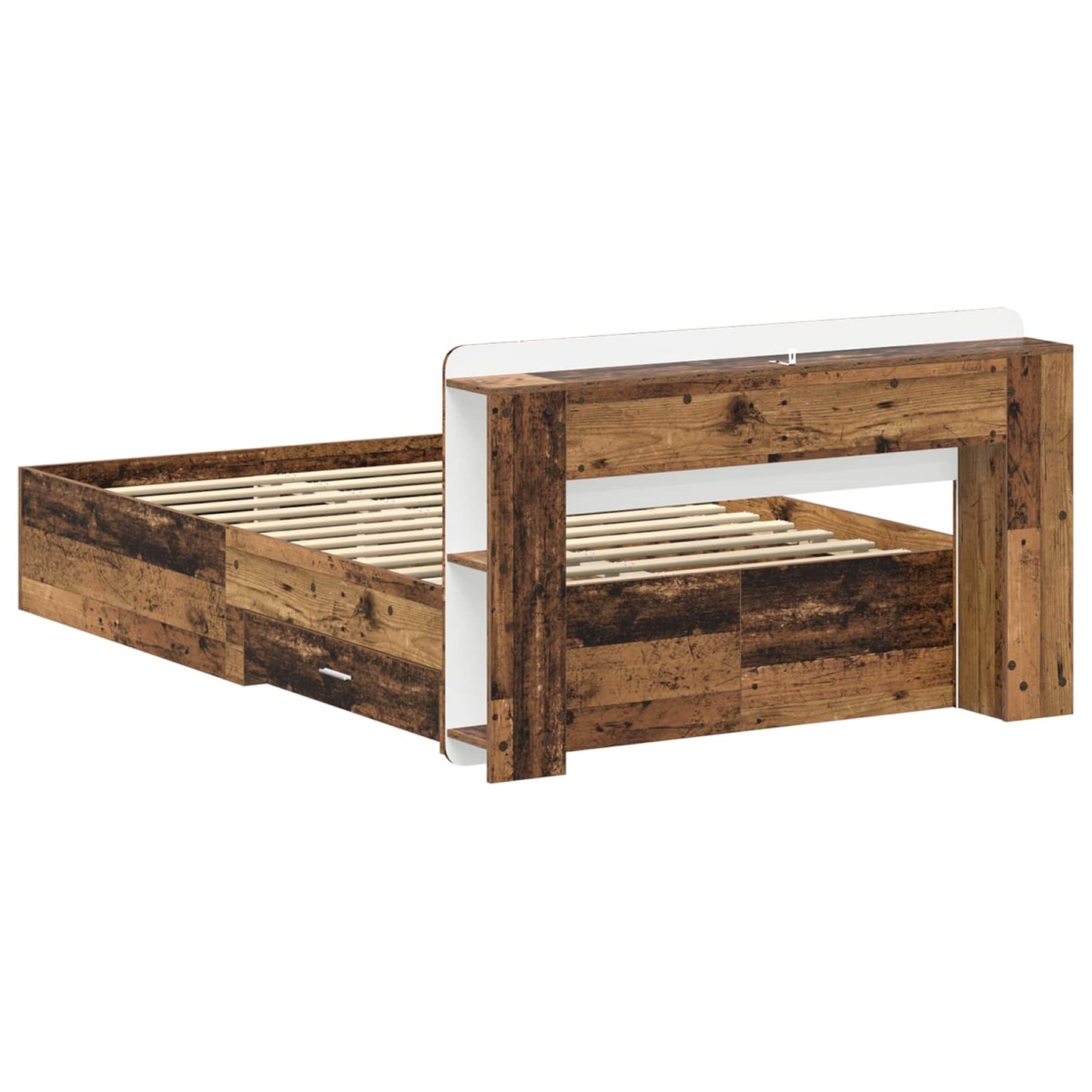 Bed Frame with Storage Old Wood 120 x 190 cm Engineered Wood