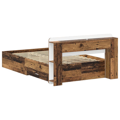 Bed Frame with Storage Old Wood 120 x 190 cm Engineered Wood