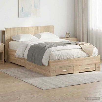 Bed Frame with Storage Sonoma Oak 120 x 200 cm Engineered Wood