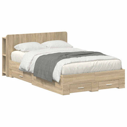 Bed Frame with Storage Sonoma Oak 120 x 200 cm Engineered Wood