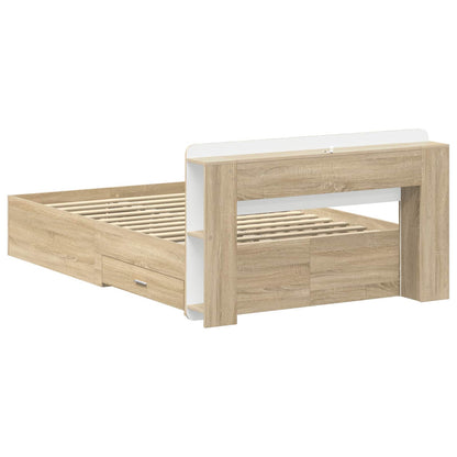 Bed Frame with Storage Sonoma Oak 120 x 200 cm Engineered Wood
