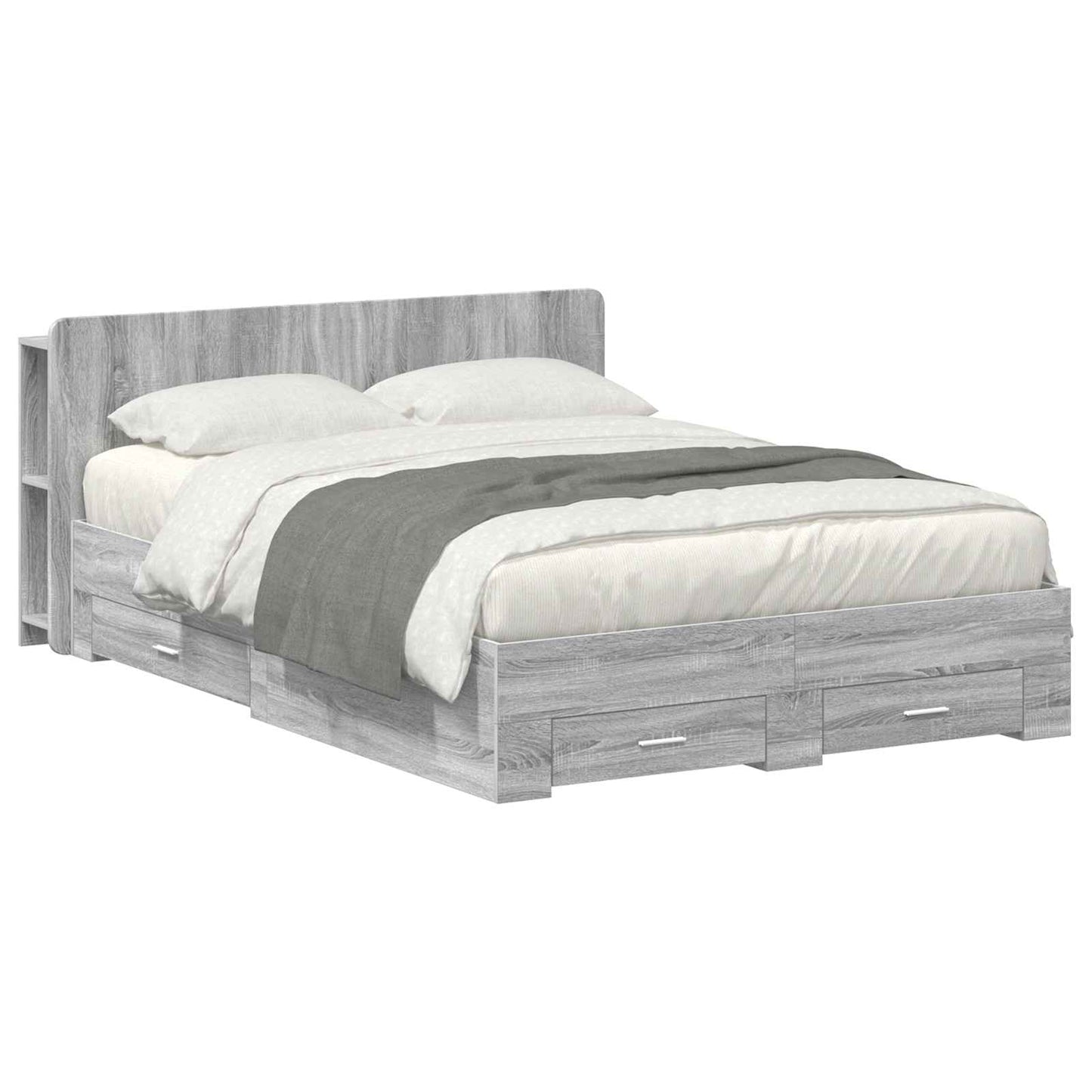 Bed Frame with Storage Grey Sonoma 140 x 200 cm Engineered Wood