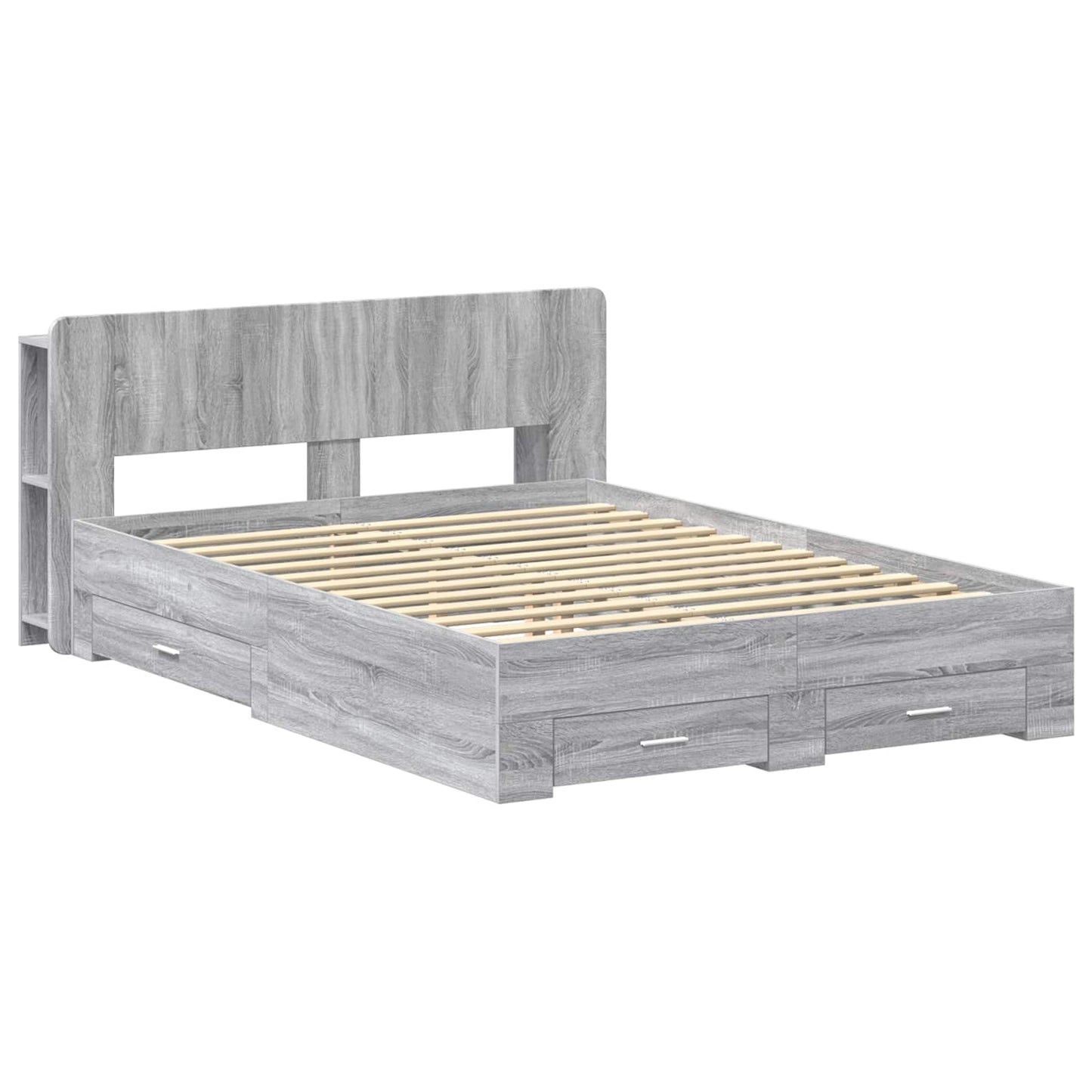 Bed Frame with Storage Grey Sonoma 140 x 200 cm Engineered Wood