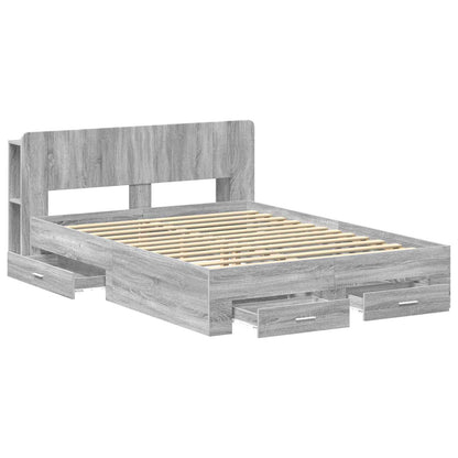 Bed Frame with Storage Grey Sonoma 140 x 200 cm Engineered Wood