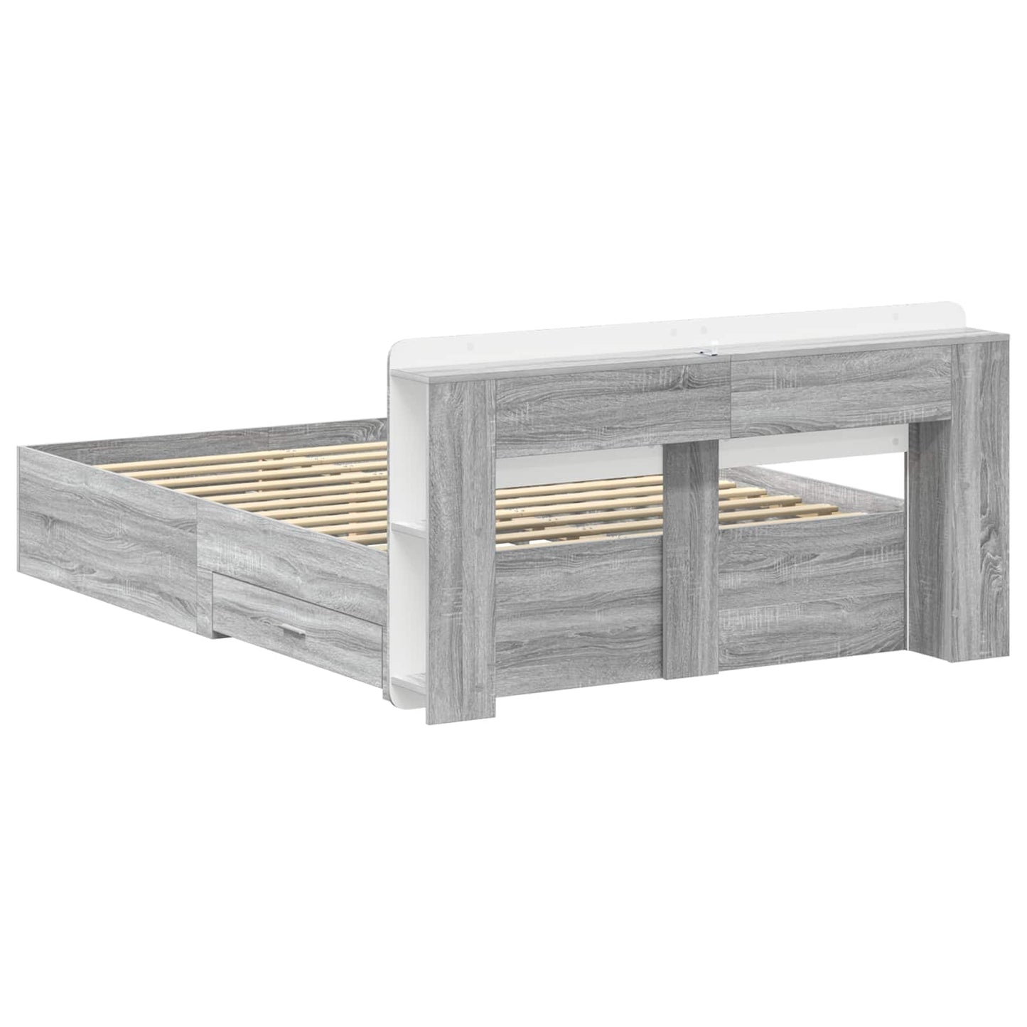 Bed Frame with Storage Grey Sonoma 140 x 200 cm Engineered Wood