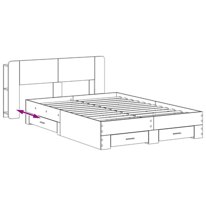 Bed Frame with Storage Grey Sonoma 140 x 200 cm Engineered Wood