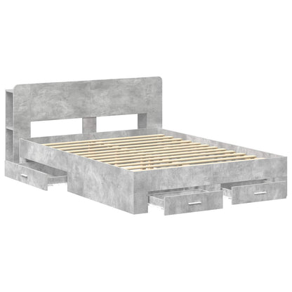 Bed Frame with Storage Concrete Grey 150 x 200 cm