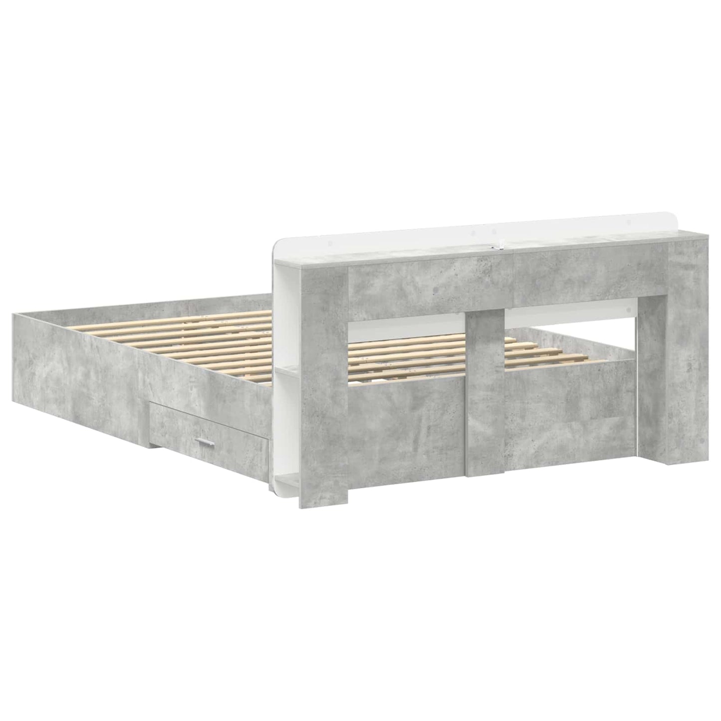 Bed Frame with Storage Concrete Grey 150 x 200 cm