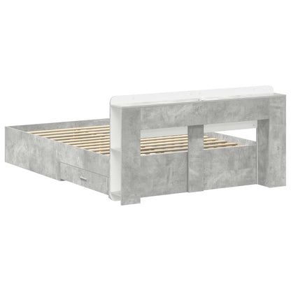 Bed Frame with Storage Concrete Grey 150 x 200 cm