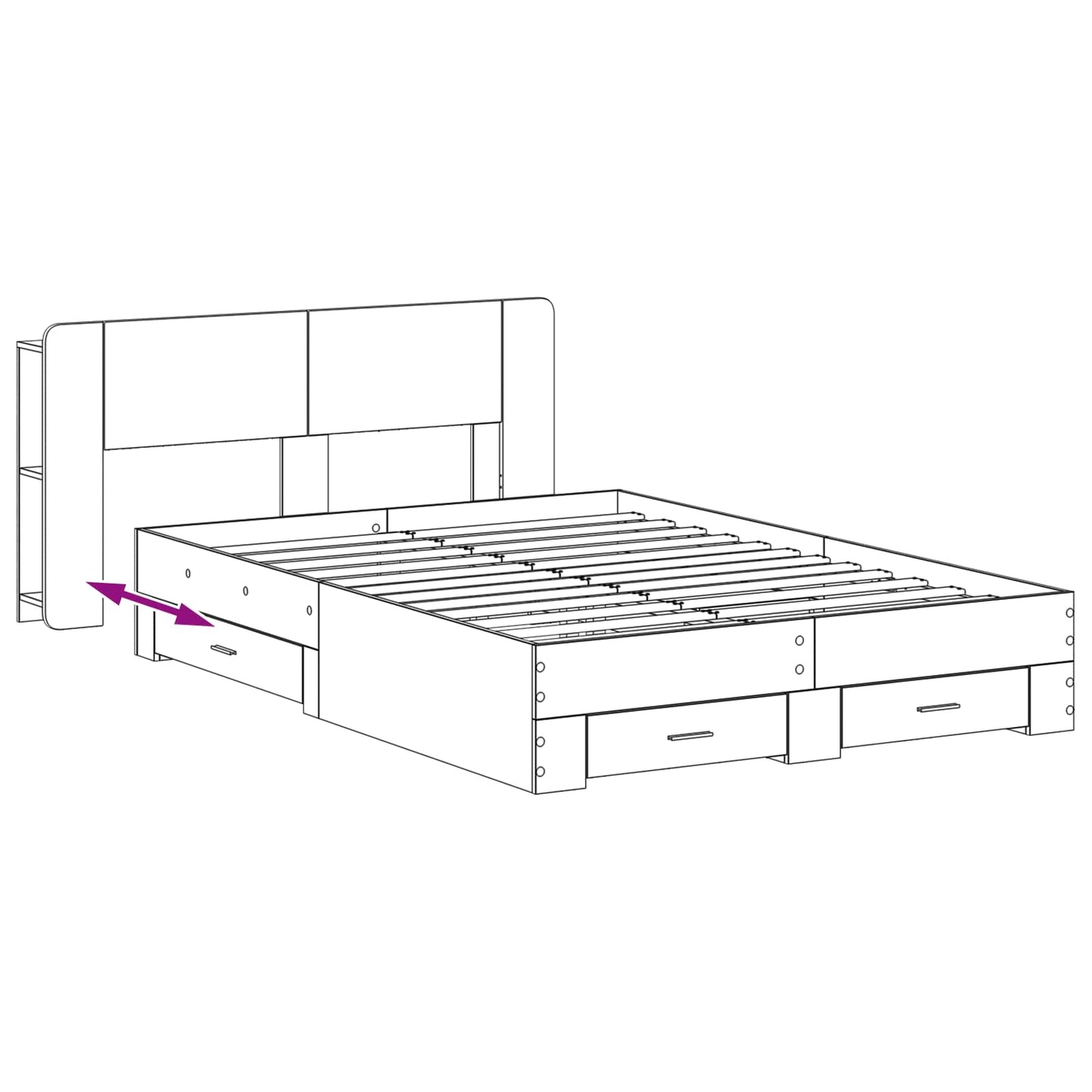Bed Frame with Storage Concrete Grey 150 x 200 cm