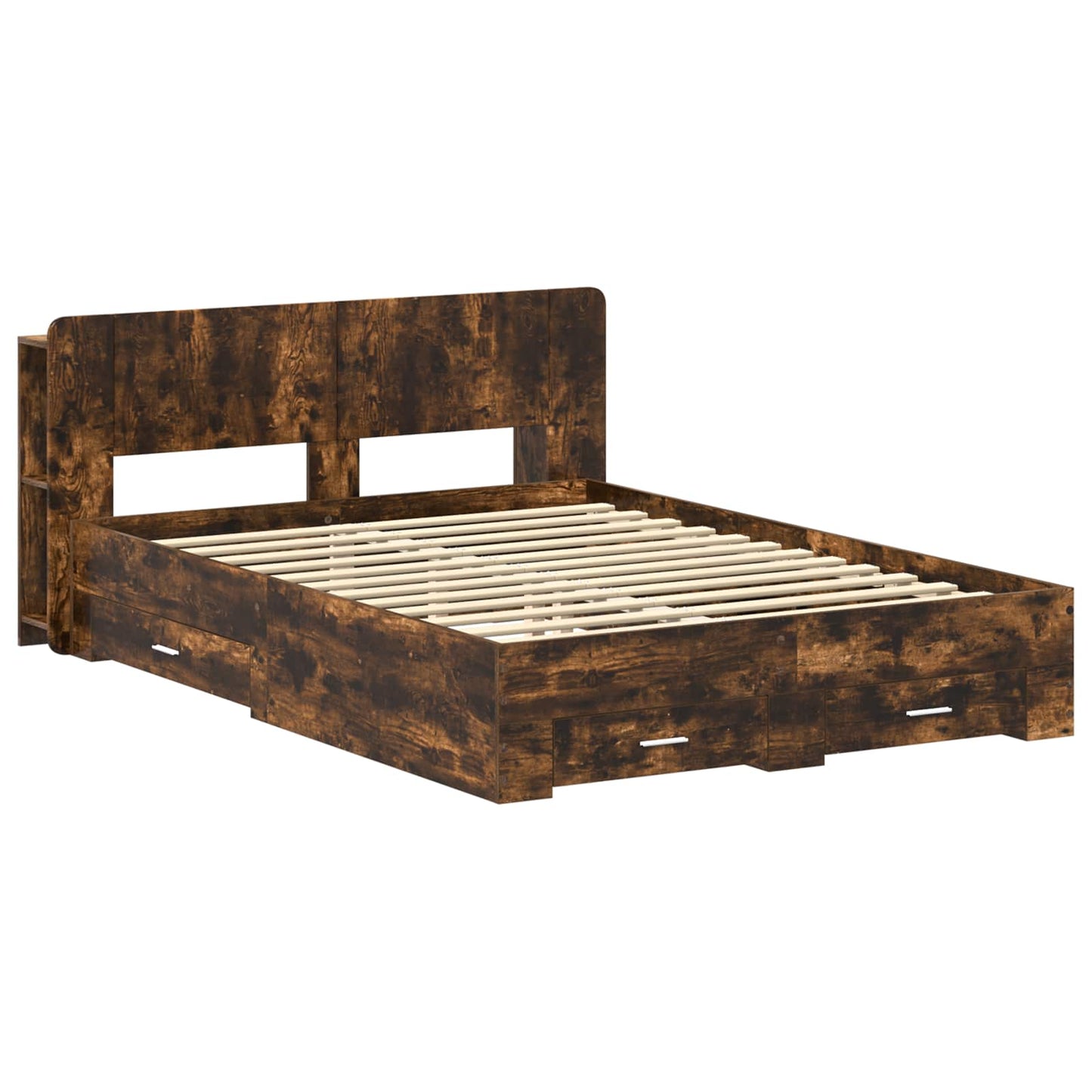 Bed Frame with Storage Smoked Oak 150 x 200 cm Engineered Wood