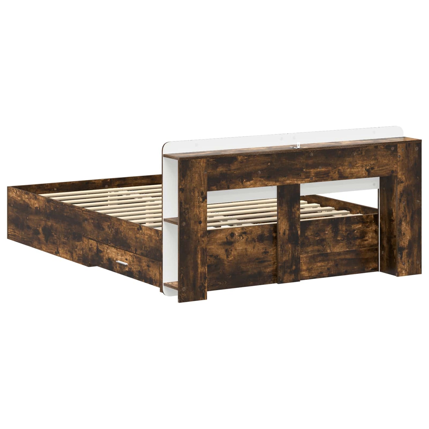 Bed Frame with Storage Smoked Oak 150 x 200 cm Engineered Wood