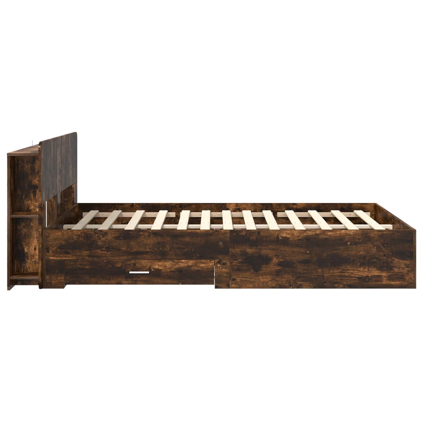 Bed Frame with Storage Smoked Oak 150 x 200 cm Engineered Wood