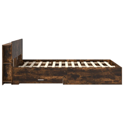Bed Frame with Storage Smoked Oak 150 x 200 cm Engineered Wood
