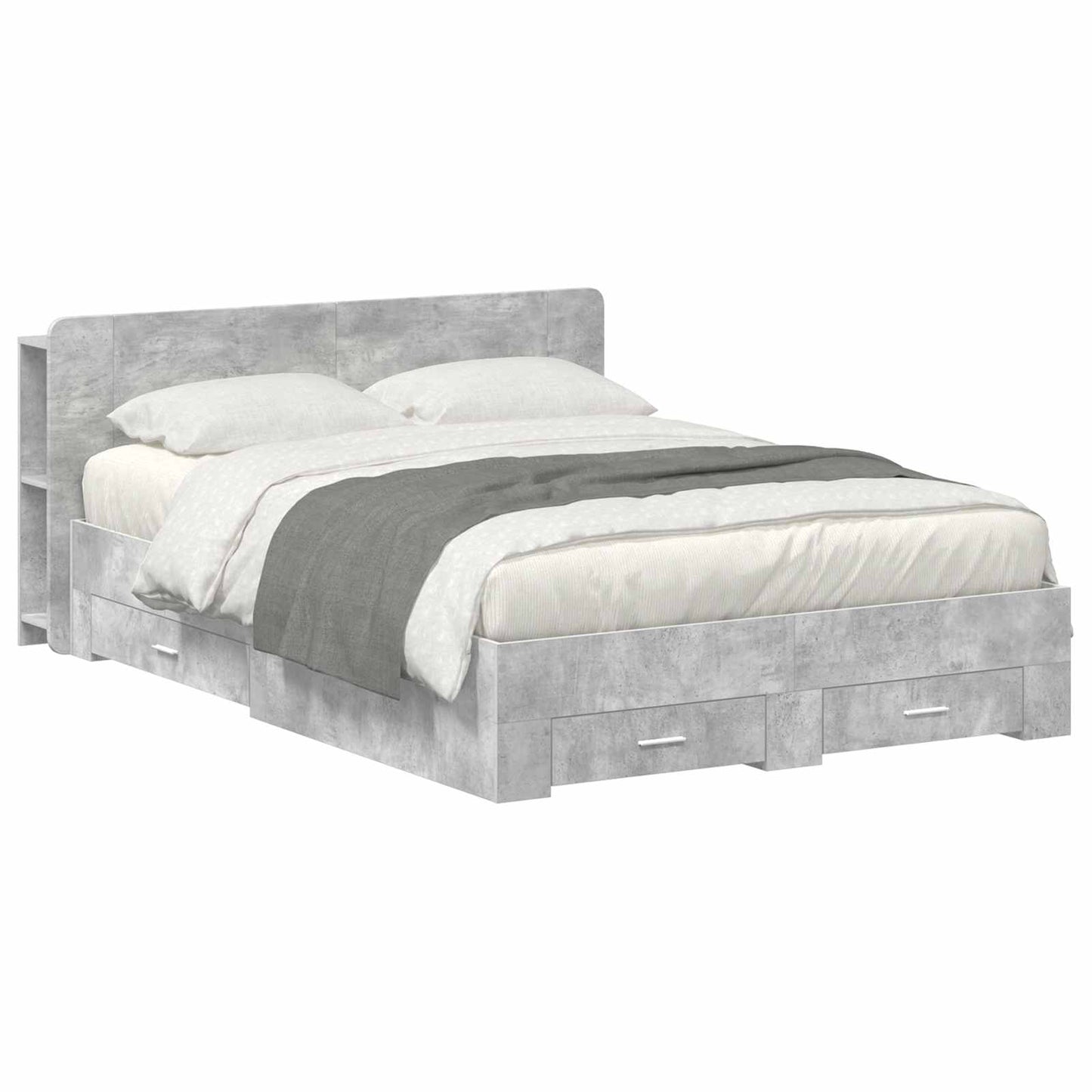 Bed Frame with Storage Concrete Grey 160 x 200 cm