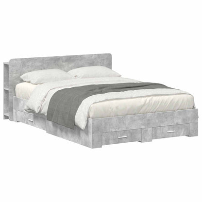 Bed Frame with Storage Concrete Grey 160 x 200 cm