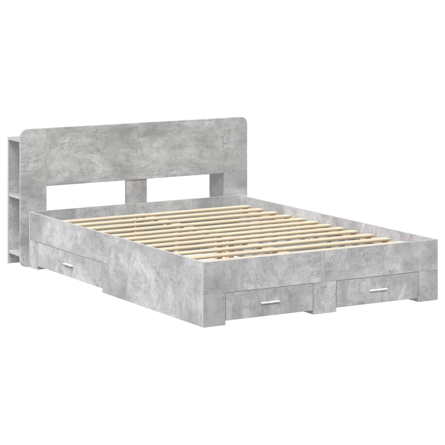Bed Frame with Storage Concrete Grey 160 x 200 cm