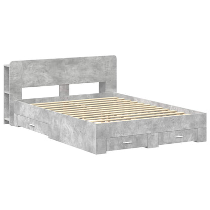 Bed Frame with Storage Concrete Grey 160 x 200 cm