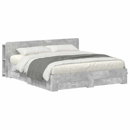 Bed Frame with Storage Concrete Grey 200 x 200 cm
