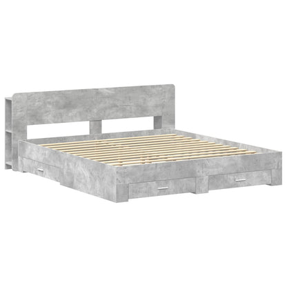 Bed Frame with Storage Concrete Grey 200 x 200 cm