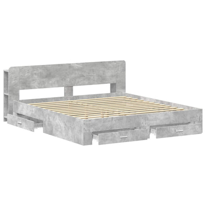 Bed Frame with Storage Concrete Grey 200 x 200 cm