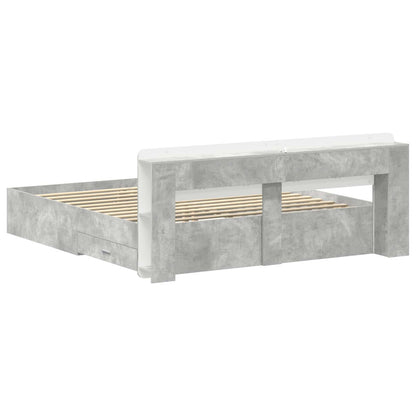 Bed Frame with Storage Concrete Grey 200 x 200 cm