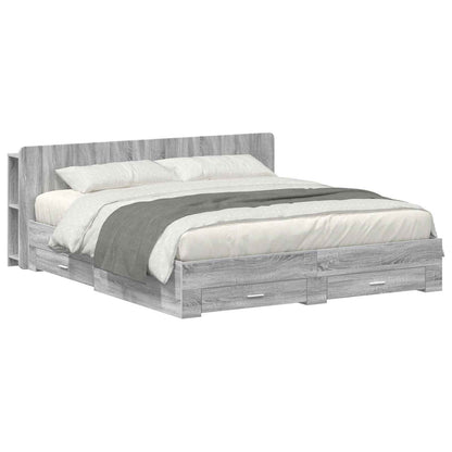 Bed Frame with Storage Grey Sonoma 200 x 200 cm Engineered Wood