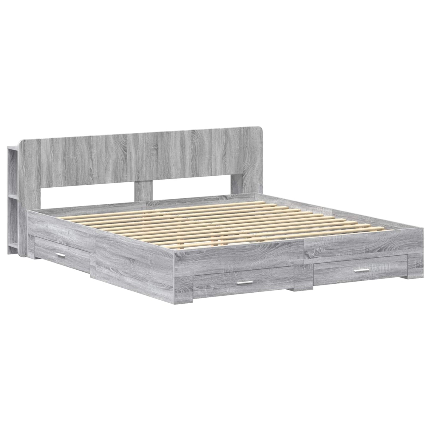 Bed Frame with Storage Grey Sonoma 200 x 200 cm Engineered Wood