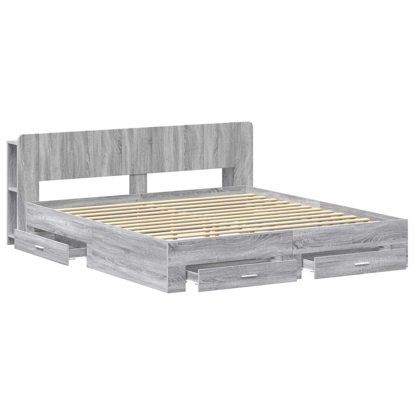 Bed Frame with Storage Grey Sonoma 200 x 200 cm Engineered Wood