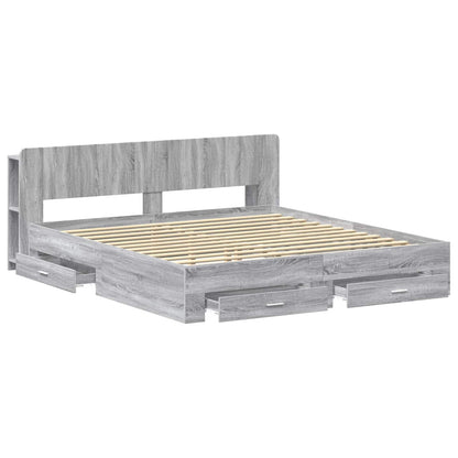 Bed Frame with Storage Grey Sonoma 200 x 200 cm Engineered Wood