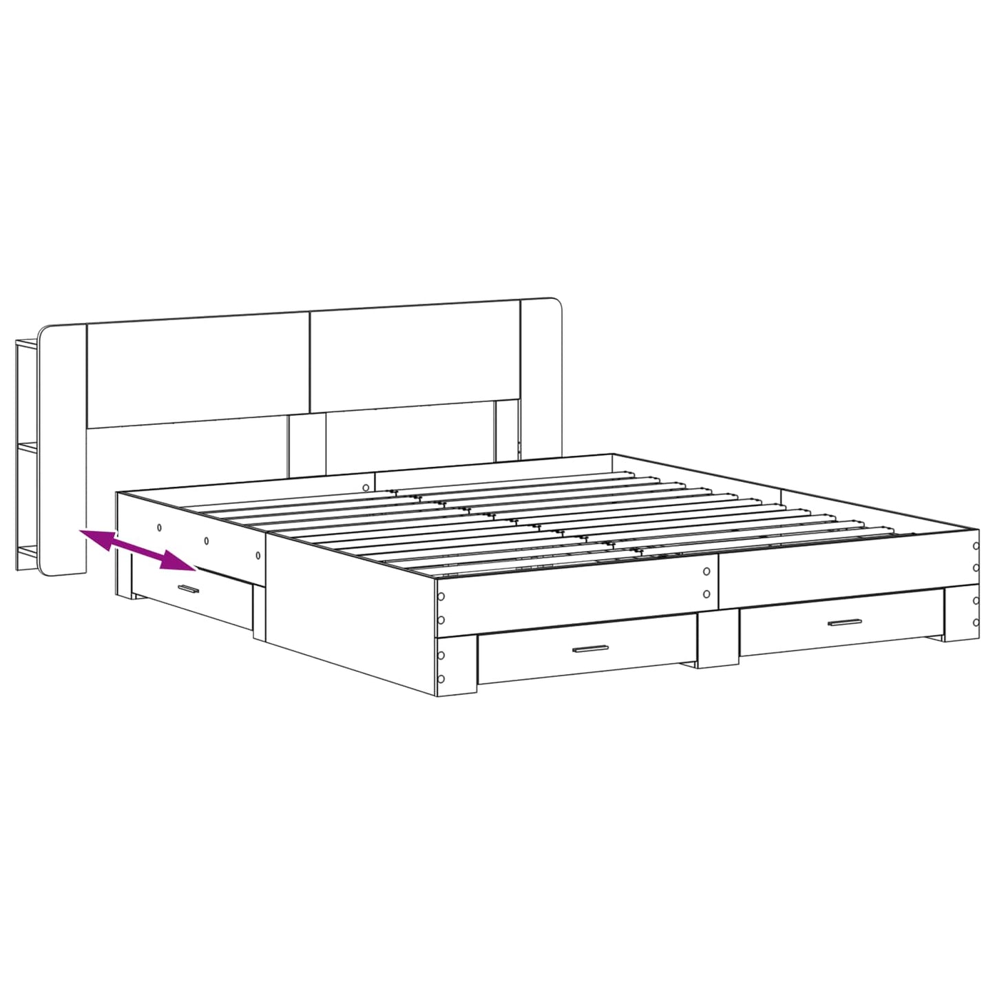 Bed Frame with Storage Grey Sonoma 200 x 200 cm Engineered Wood