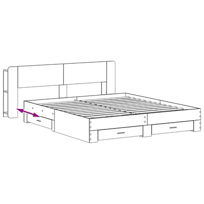 Bed Frame with Storage Grey Sonoma 200 x 200 cm Engineered Wood