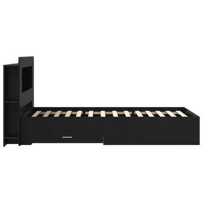 Bed Frame with Storage Black 75 x 190 cm Engineered Wood