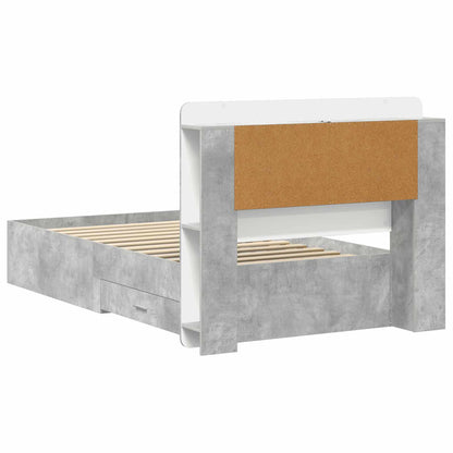 Bed Frame with Storage with Headboard Concrete Grey 75 x 190 cm