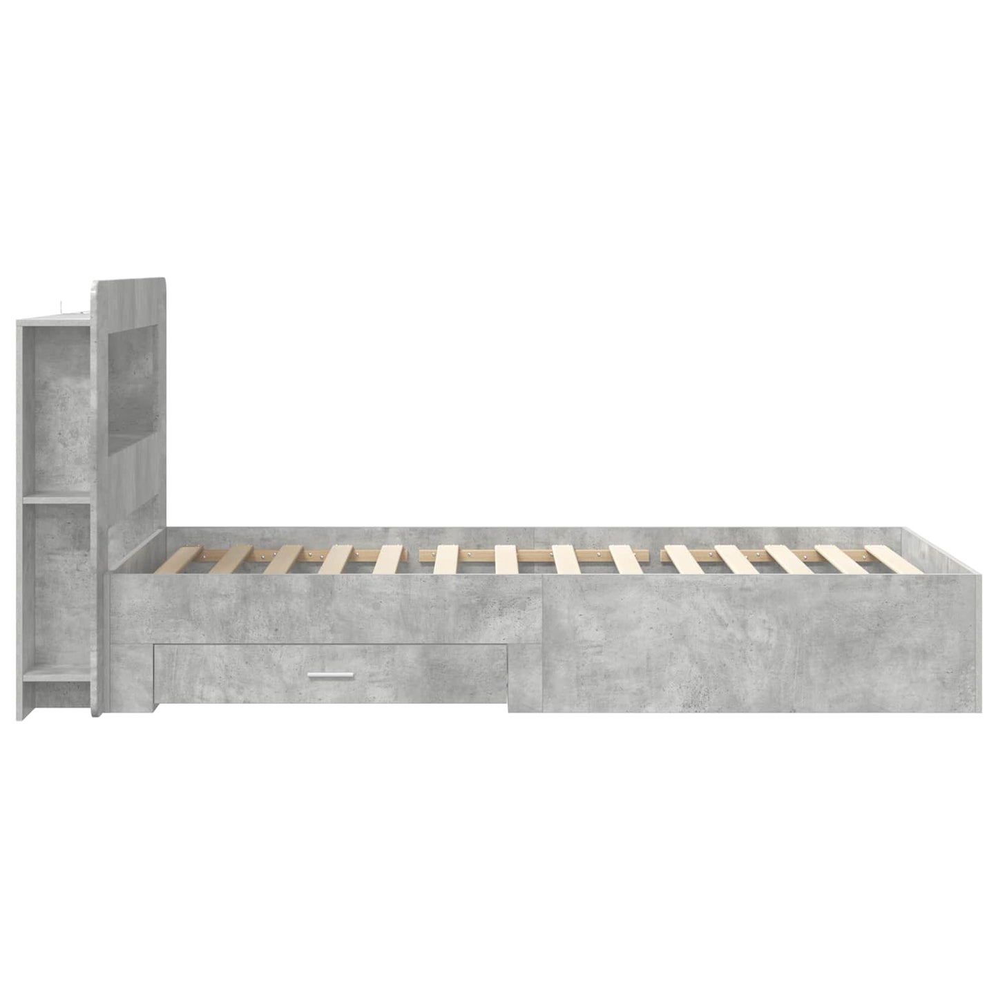 Bed Frame with Storage with Headboard Concrete Grey 75 x 190 cm