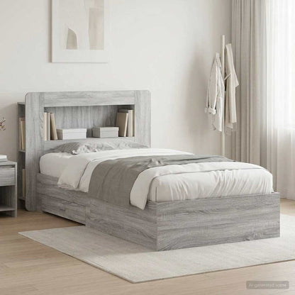 Bed Frame with Storage Grey Sonoma 80 x 200 cm Engineered Wood