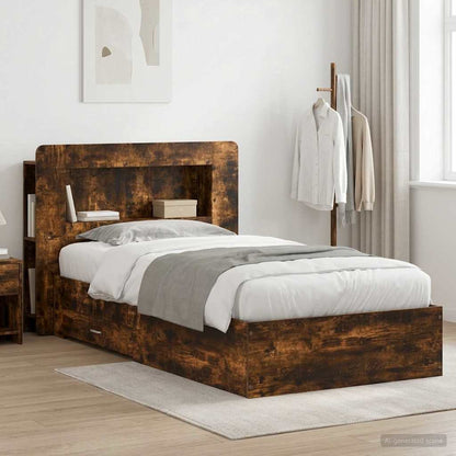 Bed Frame with Storage Smoked Oak 80 x 200 cm Engineered Wood