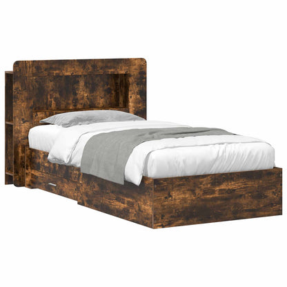 Bed Frame with Storage Smoked Oak 80 x 200 cm Engineered Wood