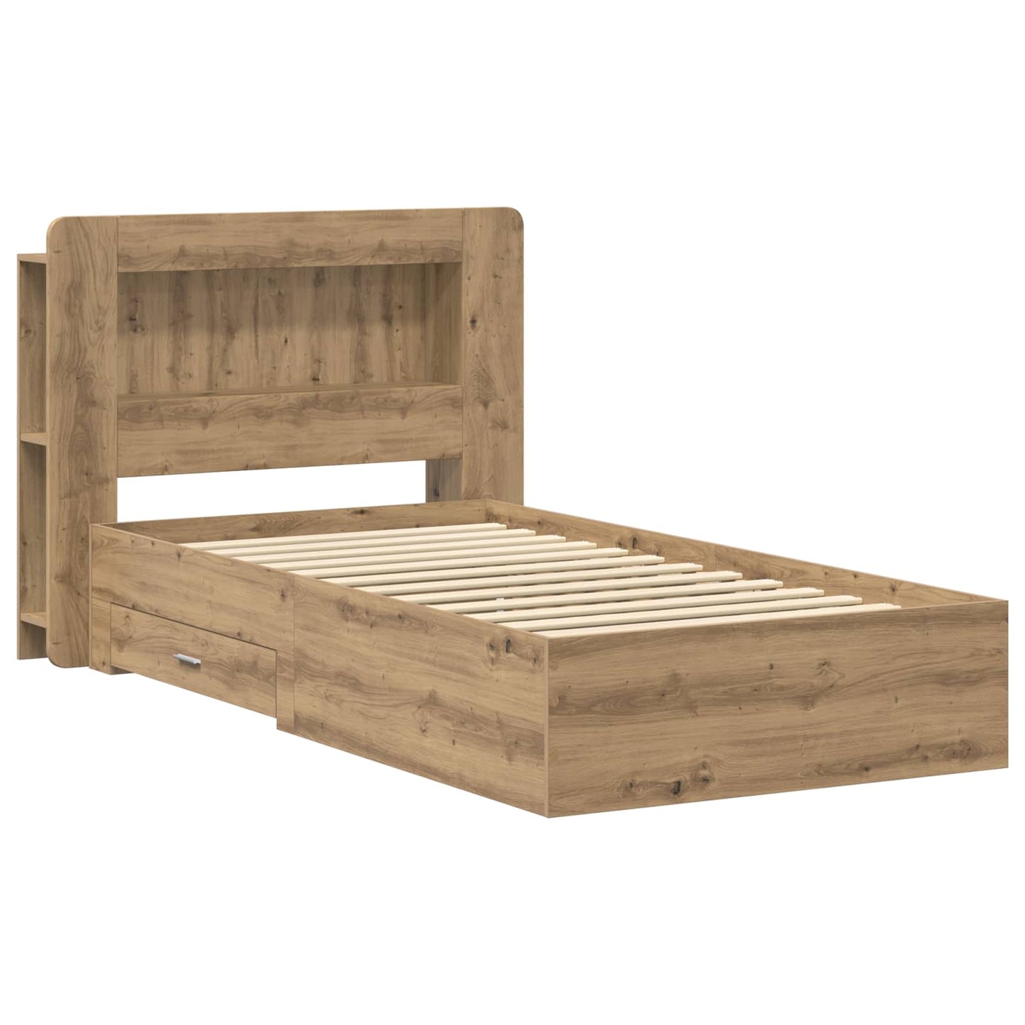 Bed Frame with Storage Artisan Oak 90 x 190 cm Engineered Wood
