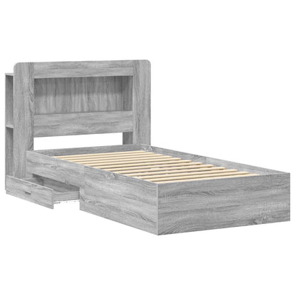 Bed Frame with Storage Grey Sonoma 90 x 190 cm Engineered Wood