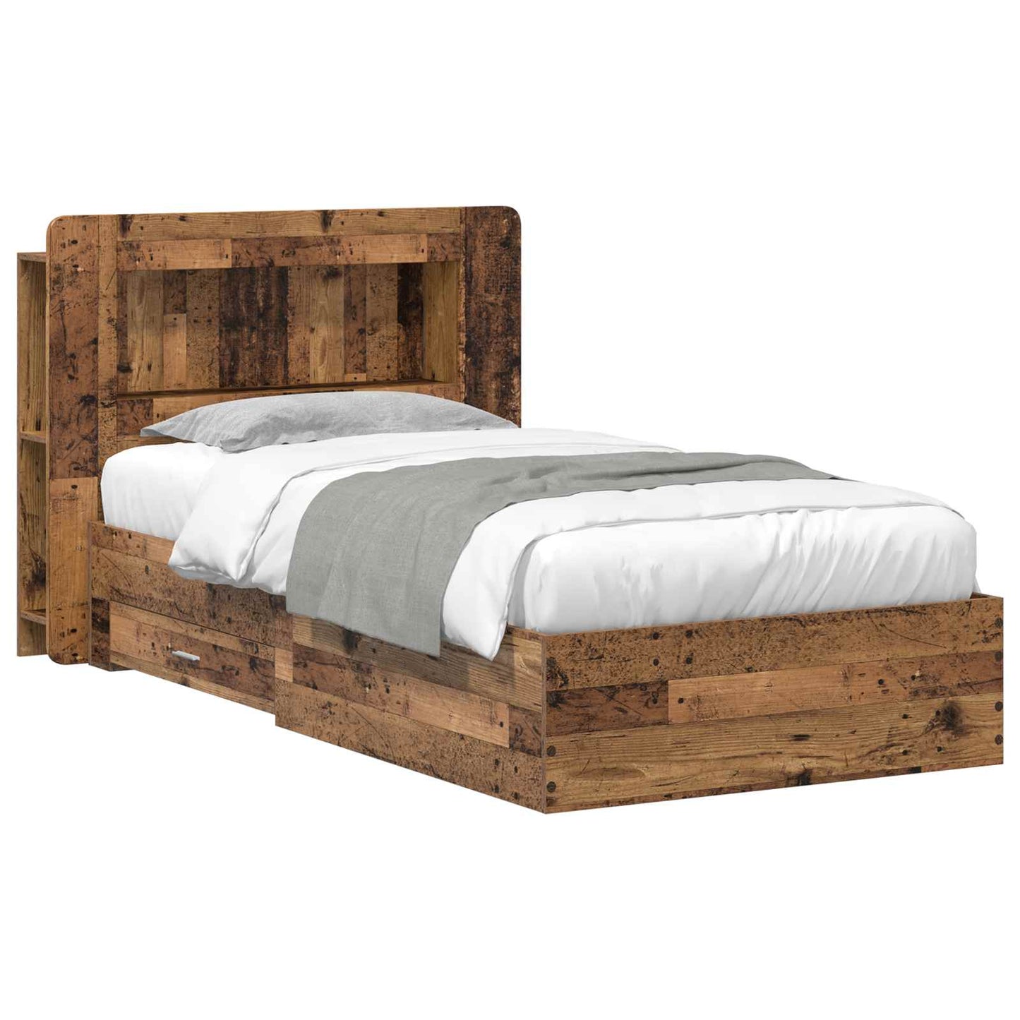 Bed Frame with Storage Old Wood 90 x 190 cm Engineered Wood
